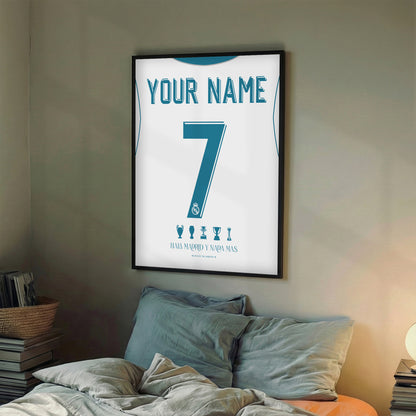 Personalised Real Madrid 17/18 Home Kit Framed Poster