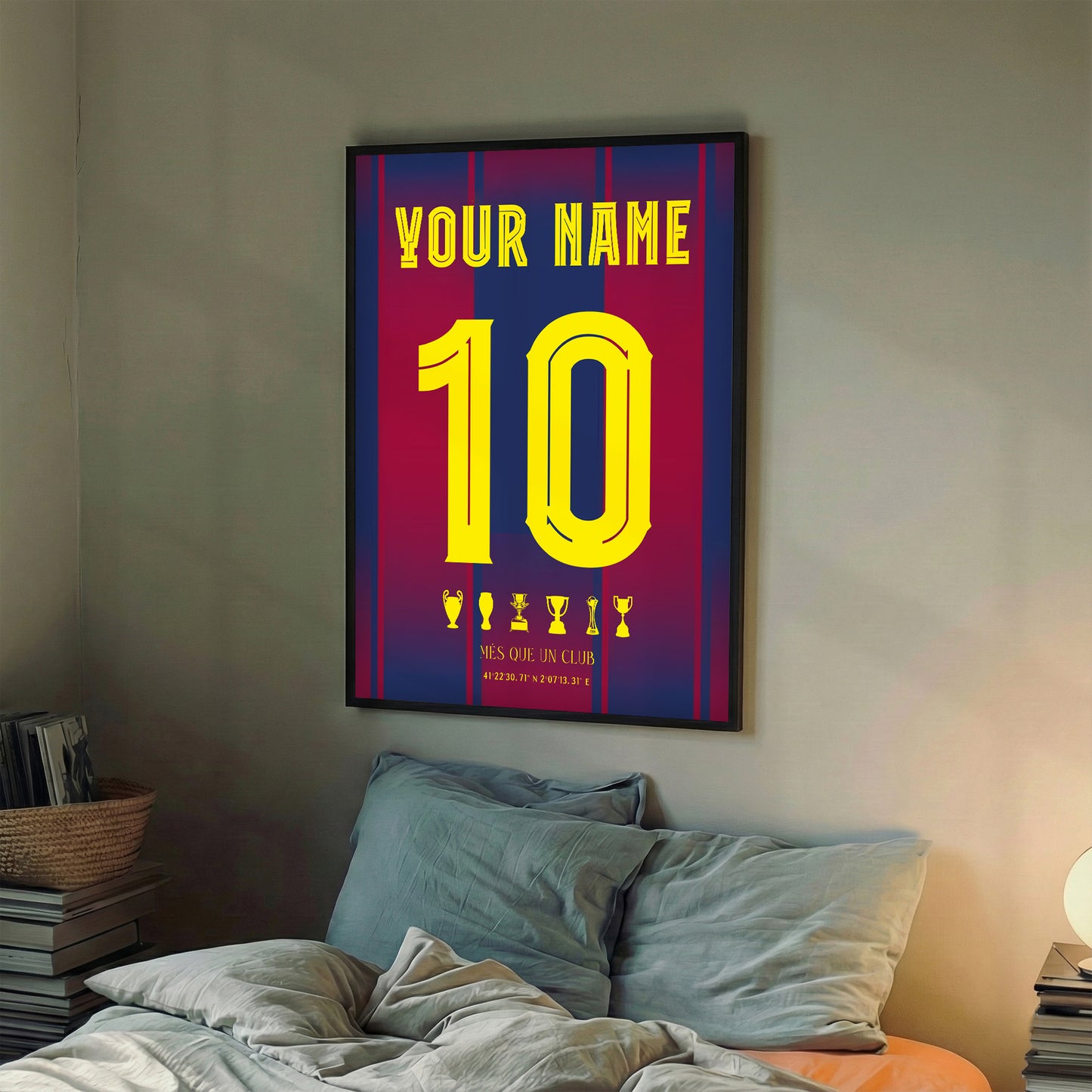 Personalised FC Barcelona 25/26 Home Kit Framed Poster