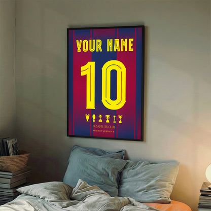 Personalised FC Barcelona 25/26 Home Kit Framed Poster