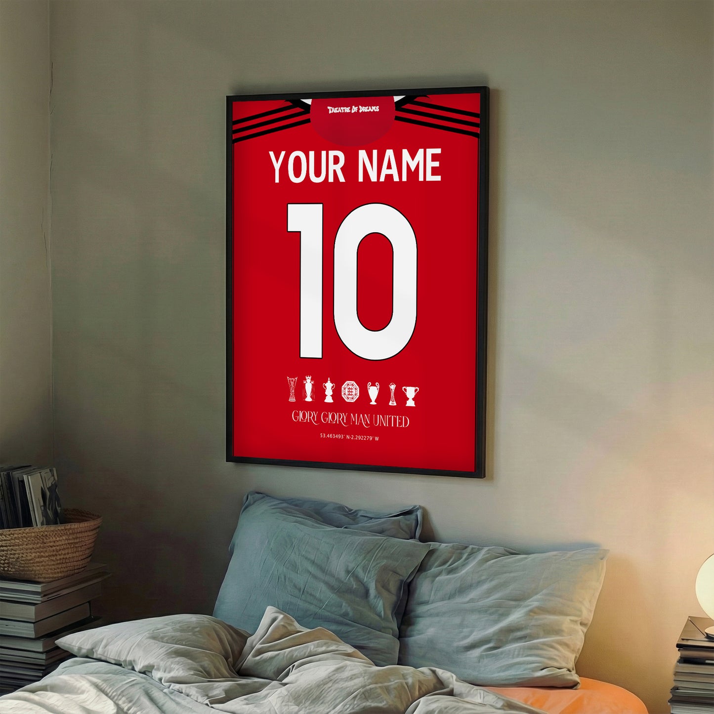 Personalised Man.United 25/26 Home Kit Framed Poster