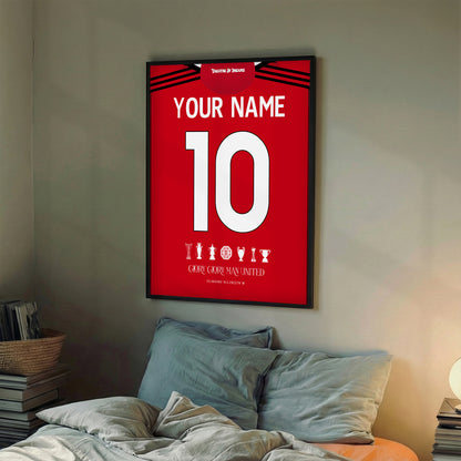 Personalised Man.United 25/26 Home Kit Framed Poster