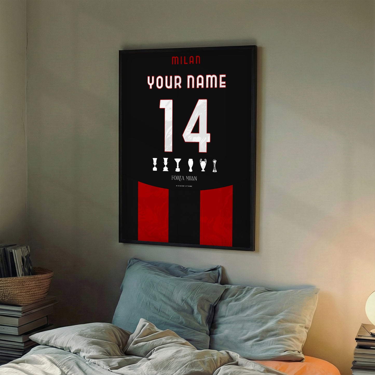 Personalised Ac Milan 25/26 Home Kit Framed Poster
