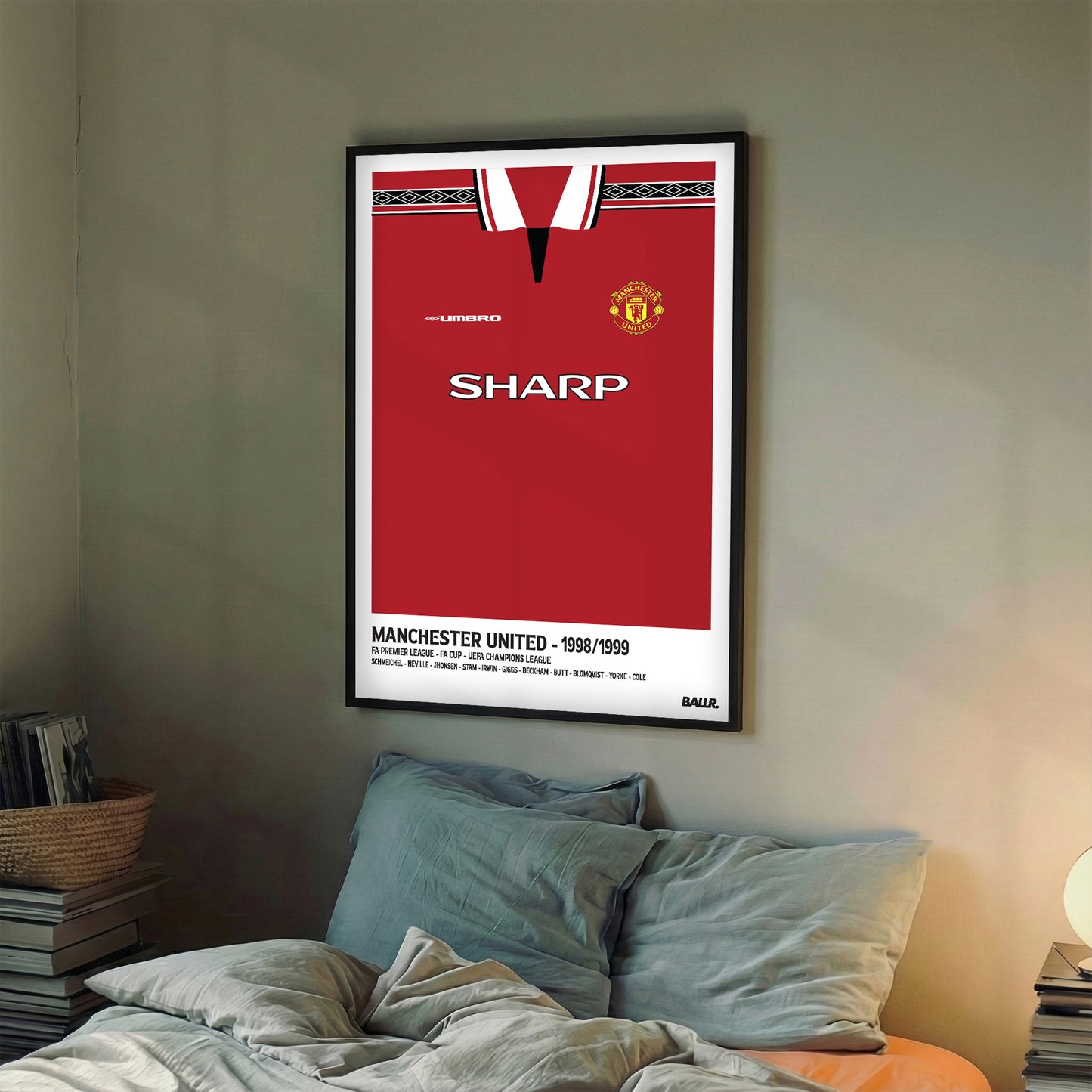 Man.United 98/99 Iconic Treble Season Kit ( Framed Poster )