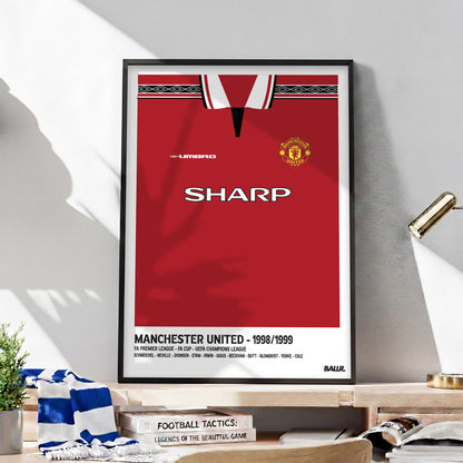 Man.United 98/99 Iconic Treble Season Kit ( Framed Poster )