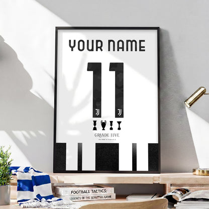 Personalised Juventus 25/26 Home Kit Framed Poster