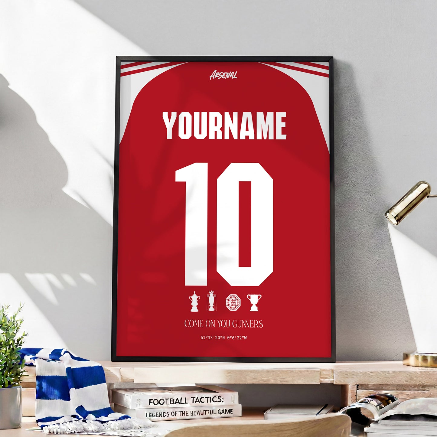 Personalised Arsenal 25/26 Home Kit Framed Poster