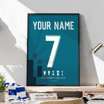 Personalised Real Madrid 17/18 Away Kit Framed Poster