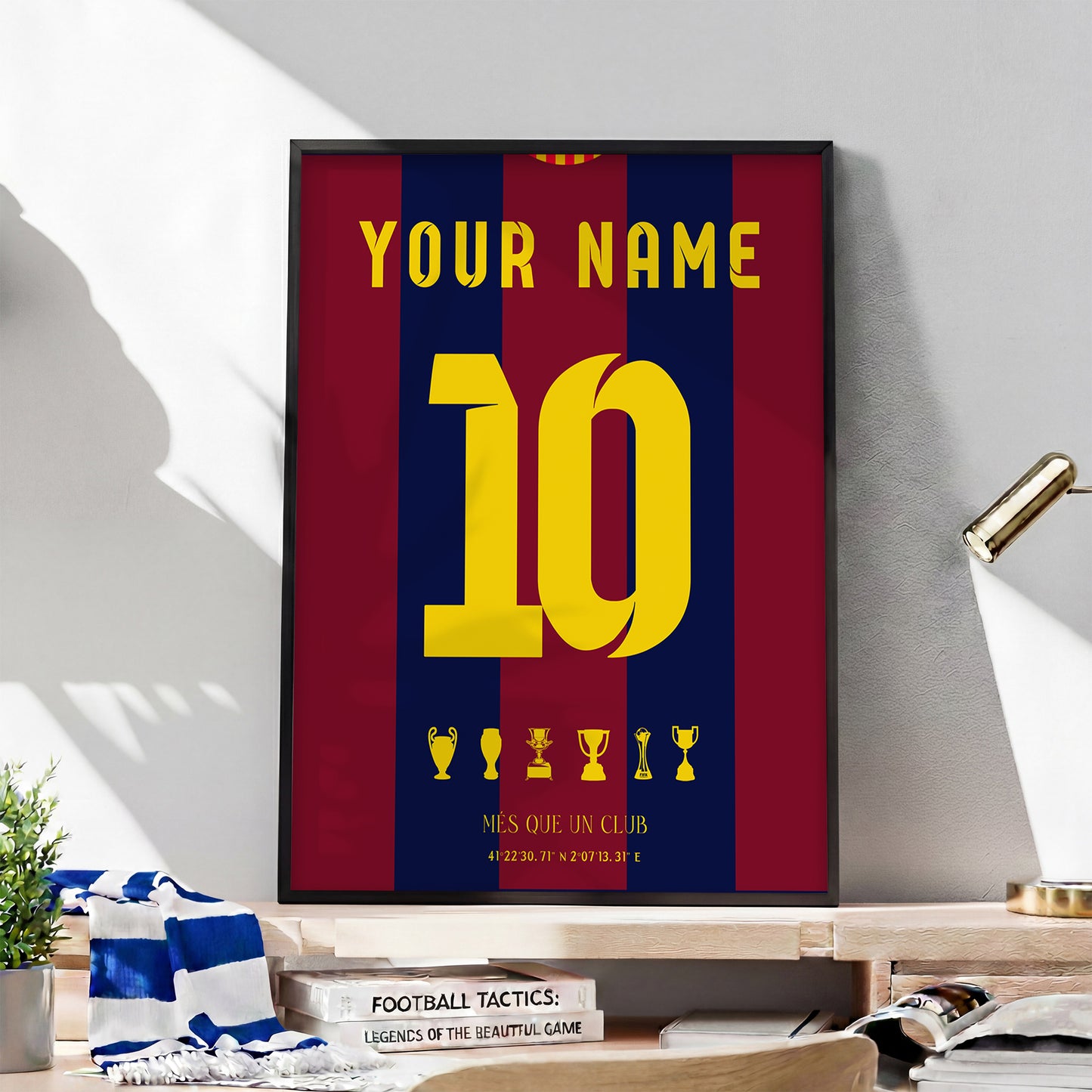 Personalised FC Barcelona 14/15 Home Kit Framed Poster