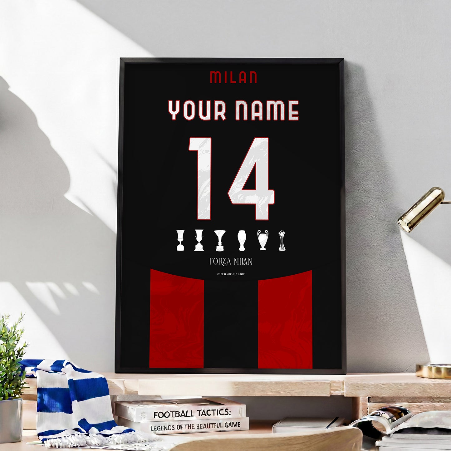 Personalised Ac Milan 25/26 Home Kit Framed Poster