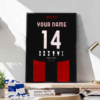 Personalised Ac Milan 25/26 Home Kit Framed Poster