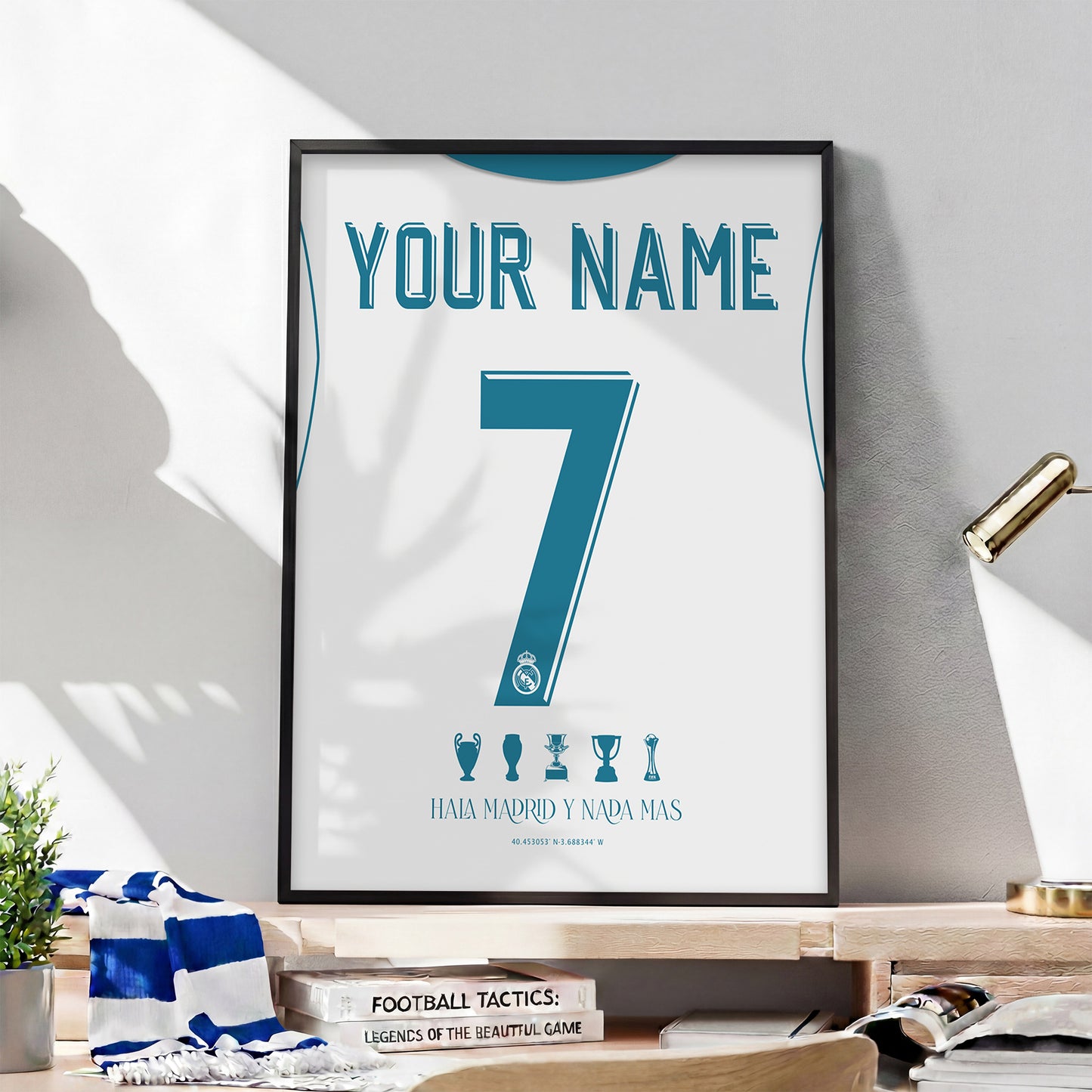 Personalised Real Madrid 17/18 Home Kit Framed Poster