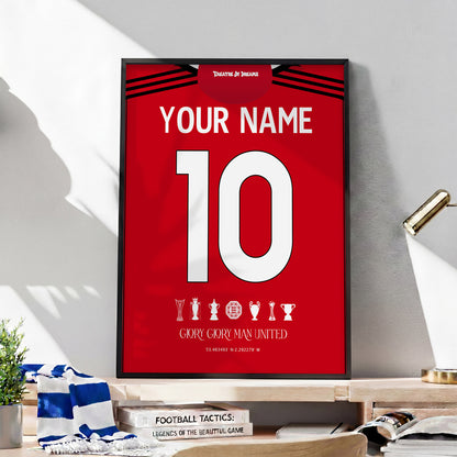 Personalised Man.United 25/26 Home Kit Framed Poster
