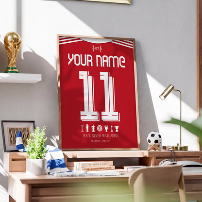 Personalised Liverpool 25/26 Home Kit Framed Poster