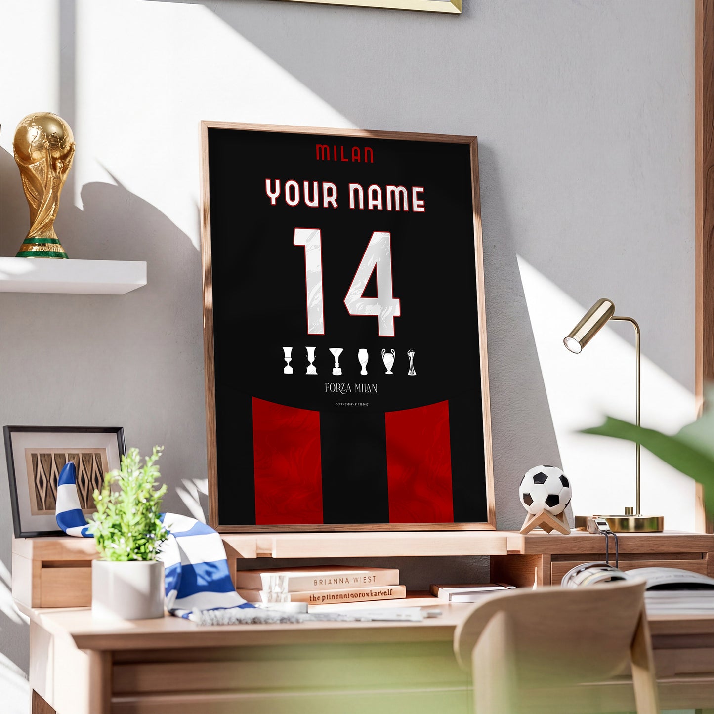 Personalised Ac Milan 25/26 Home Kit Framed Poster