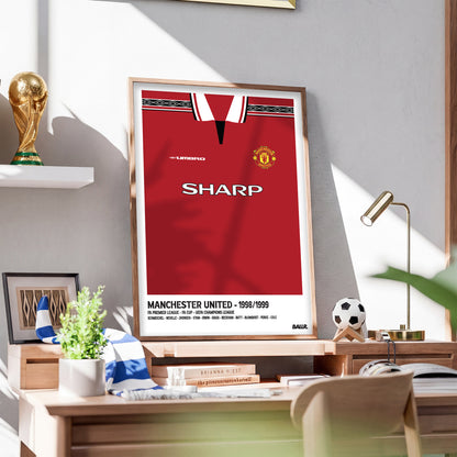Man.United 98/99 Iconic Treble Season Kit ( Framed Poster )