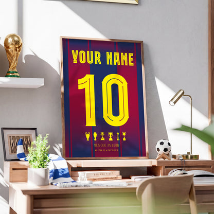 Personalised FC Barcelona 25/26 Home Kit Framed Poster