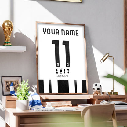Personalised Juventus 25/26 Home Kit Framed Poster