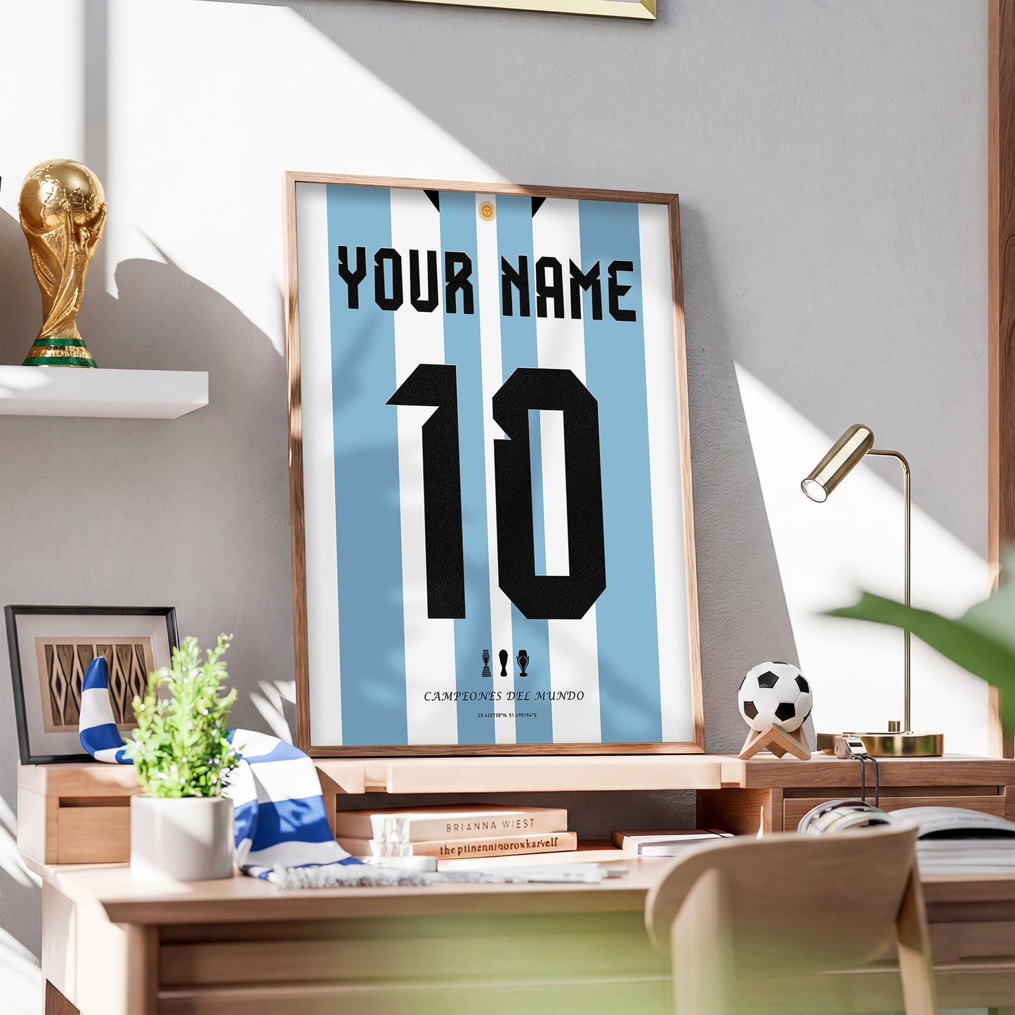 Personalised Argentina WC'22 Home Kit Framed Poster