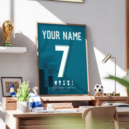 Personalised Real Madrid 17/18 Away Kit Framed Poster