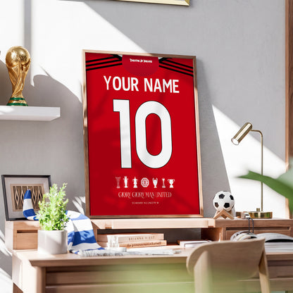 Personalised Man.United 25/26 Home Kit Framed Poster
