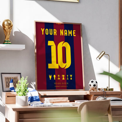 Personalised FC Barcelona 14/15 Home Kit Framed Poster