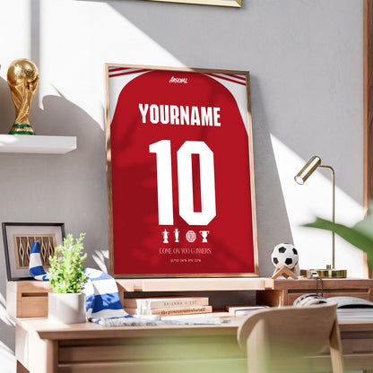 Personalised Arsenal 25/26 Home Kit Framed Poster