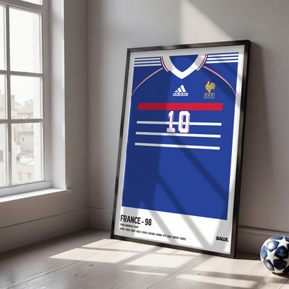Zizou's Iconic France Kit WC1998 ( Framed Poster )