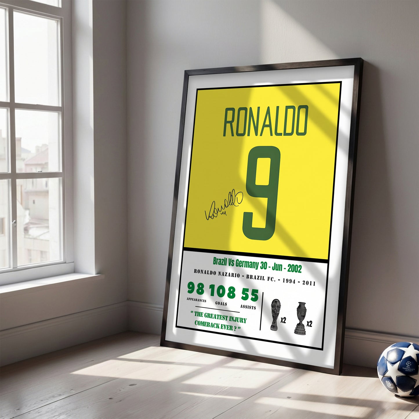 Ronaldo Nazario WC'02 Finale Kit Greatest Injury Comeback