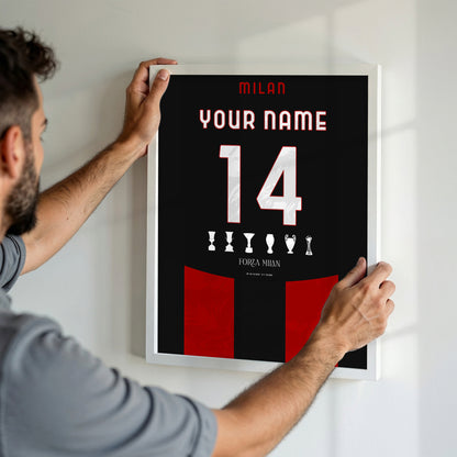 Personalised Ac Milan 25/26 Home Kit Framed Poster