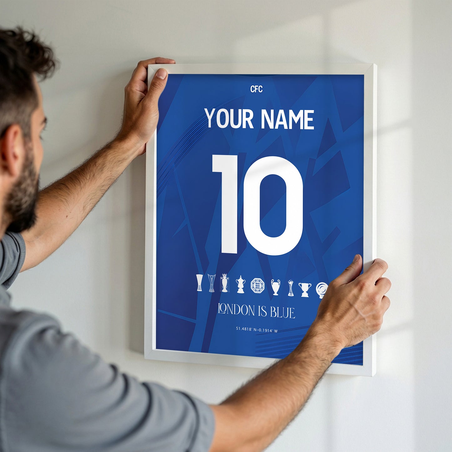 Personalised Chelsea 25/26 Home Kit Framed Poster