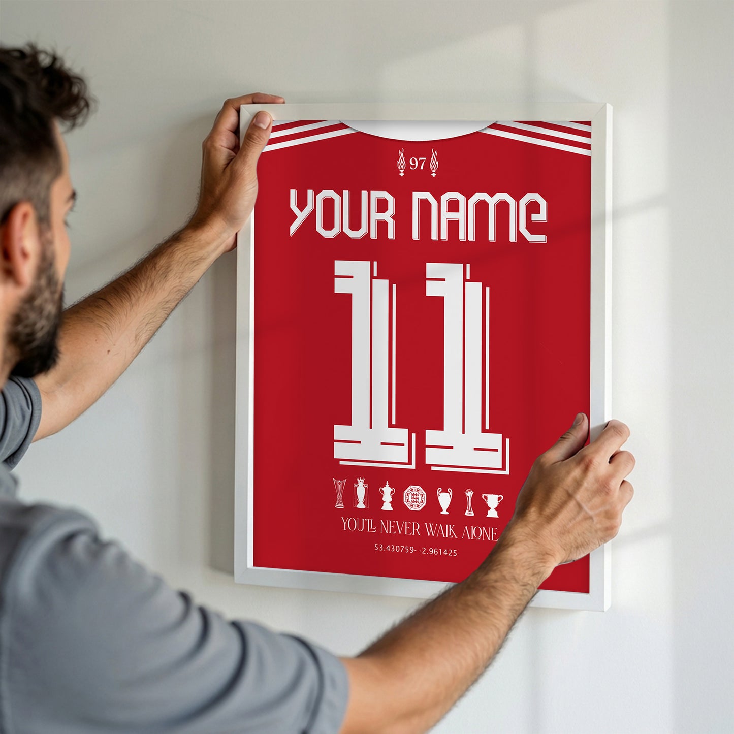 Personalised Liverpool 25/26 Home Kit Framed Poster