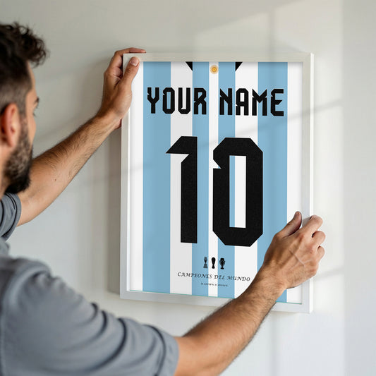 Personalised Argentina WC'22 Home Kit Framed Poster