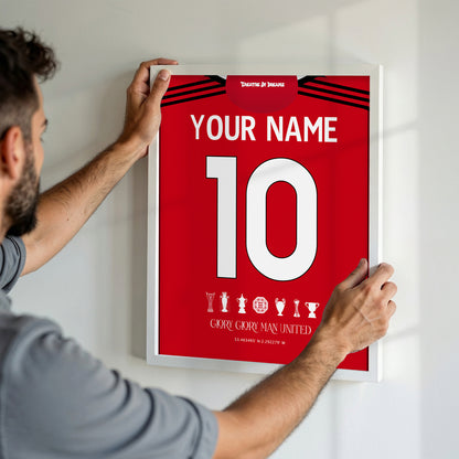 Personalised Man.United 25/26 Home Kit Framed Poster
