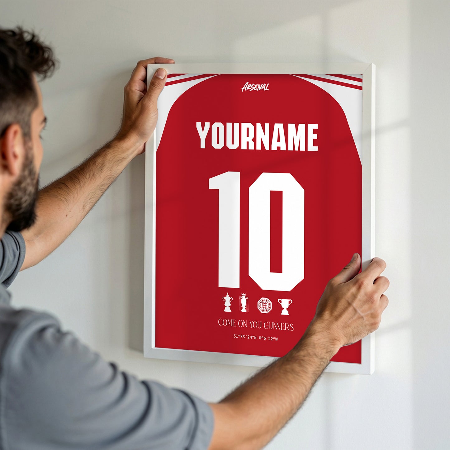 Personalised Arsenal 25/26 Home Kit Framed Poster