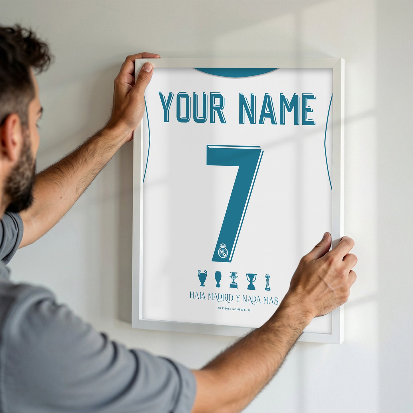 Personalised Real Madrid 17/18 Home Kit Framed Poster