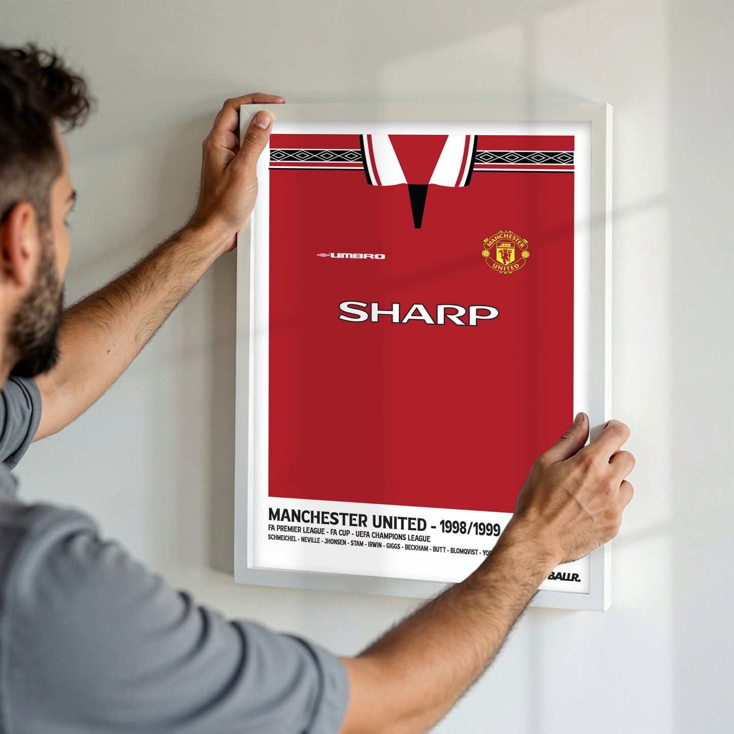 Man.United 98/99 Iconic Treble Season Kit ( Framed Poster )