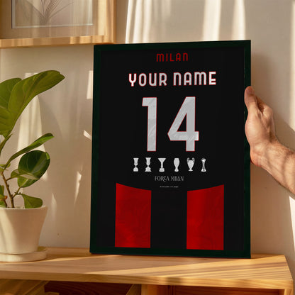 Personalised Ac Milan 25/26 Home Kit Framed Poster