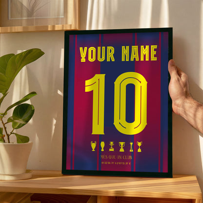 Personalised FC Barcelona 25/26 Home Kit Framed Poster