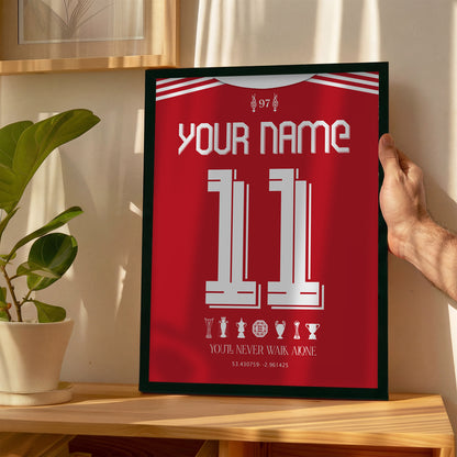 Personalised Liverpool 25/26 Home Kit Framed Poster