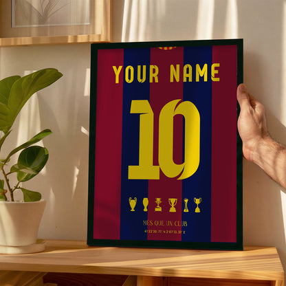 Personalised FC Barcelona 14/15 Home Kit Framed Poster