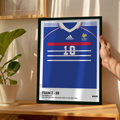 Zizou's Iconic France Kit WC1998 ( Framed Poster )