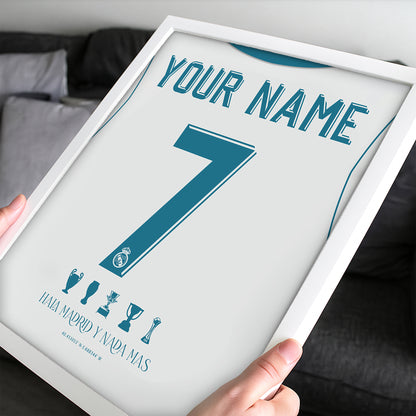 Personalised Real Madrid 17/18 Home Kit Framed Poster