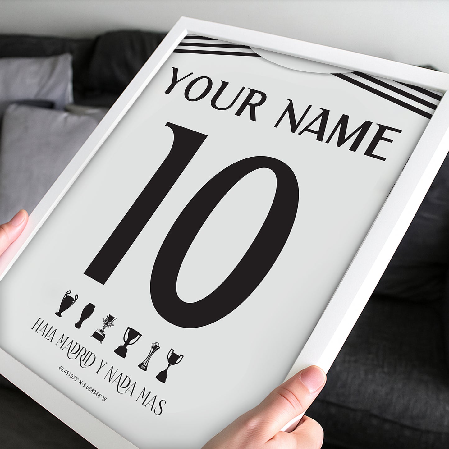 Personalised Real Madrid 25/26 Home Kit Framed Poster