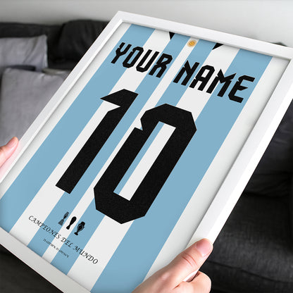 Personalised Argentina WC'22 Home Kit Framed Poster