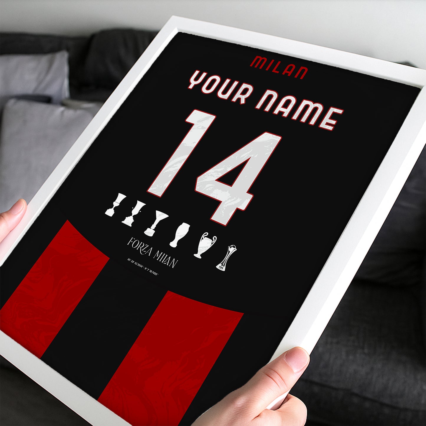 Personalised Ac Milan 25/26 Home Kit Framed Poster
