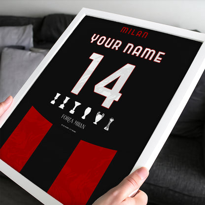 Personalised Ac Milan 25/26 Home Kit Framed Poster