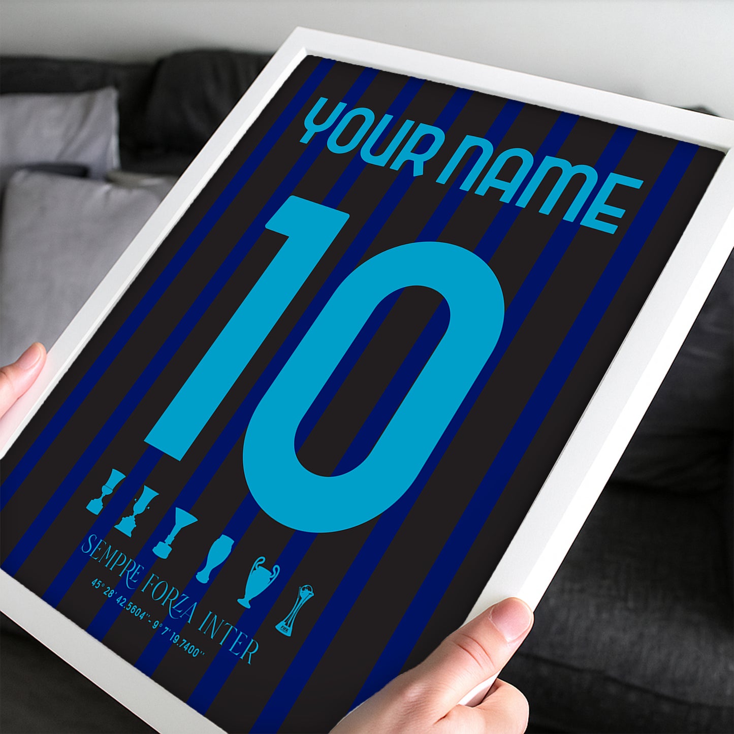 Personalised Inter Milan 25/26 Home Kit Framed Poster