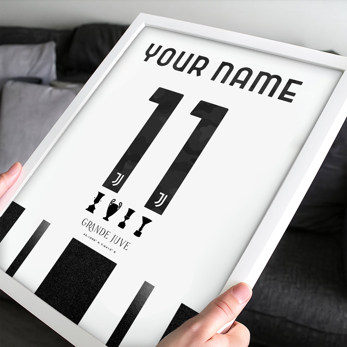 Personalised Juventus 25/26 Home Kit Framed Poster