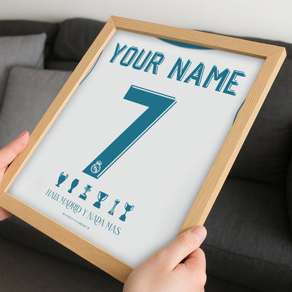 Personalised Real Madrid 17/18 Home Kit Framed Poster