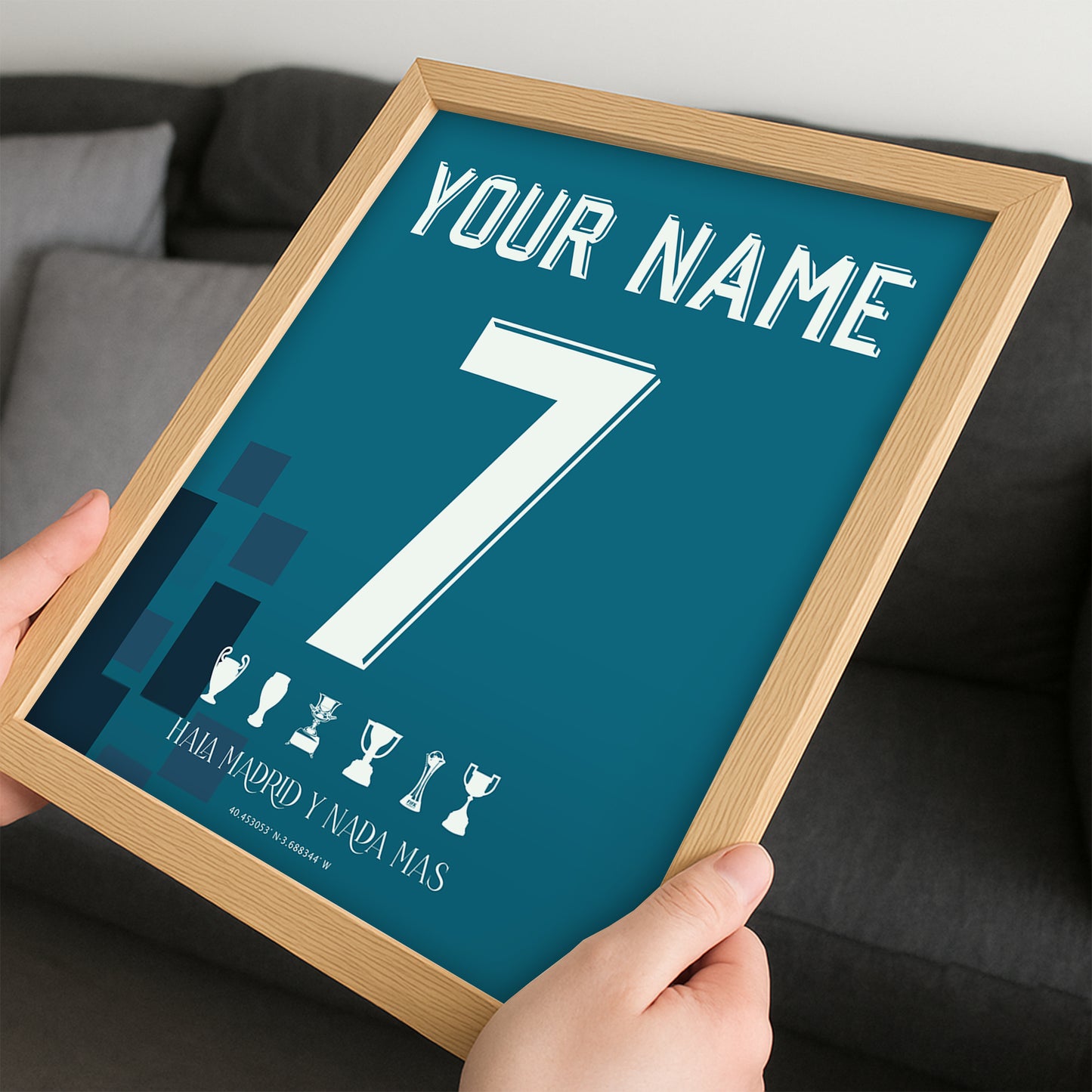 Personalised Real Madrid 17/18 Away Kit Framed Poster